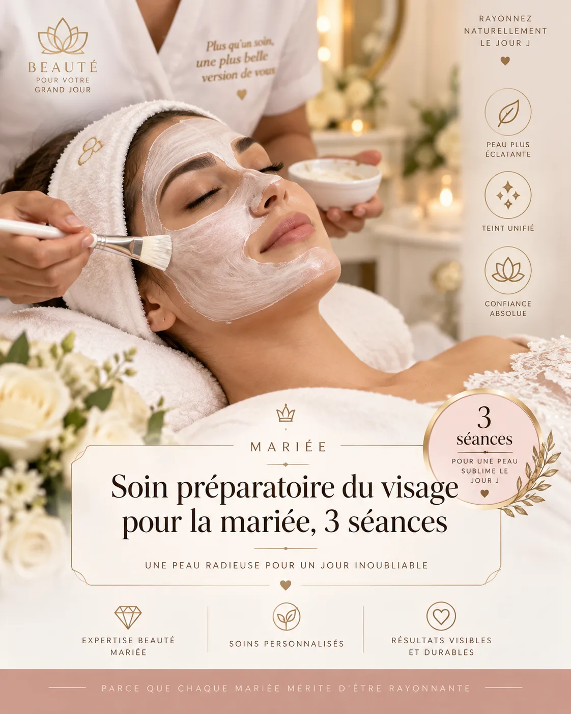 Soin préparatoire du visage pour la mariée, 3 séances