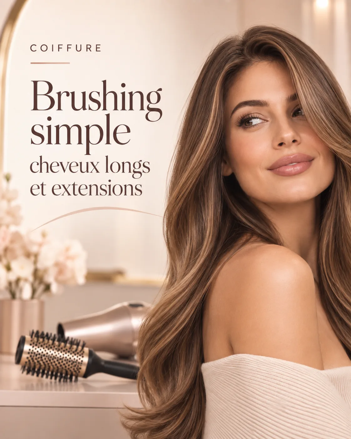 Brushing simple cheveux longs et extensions