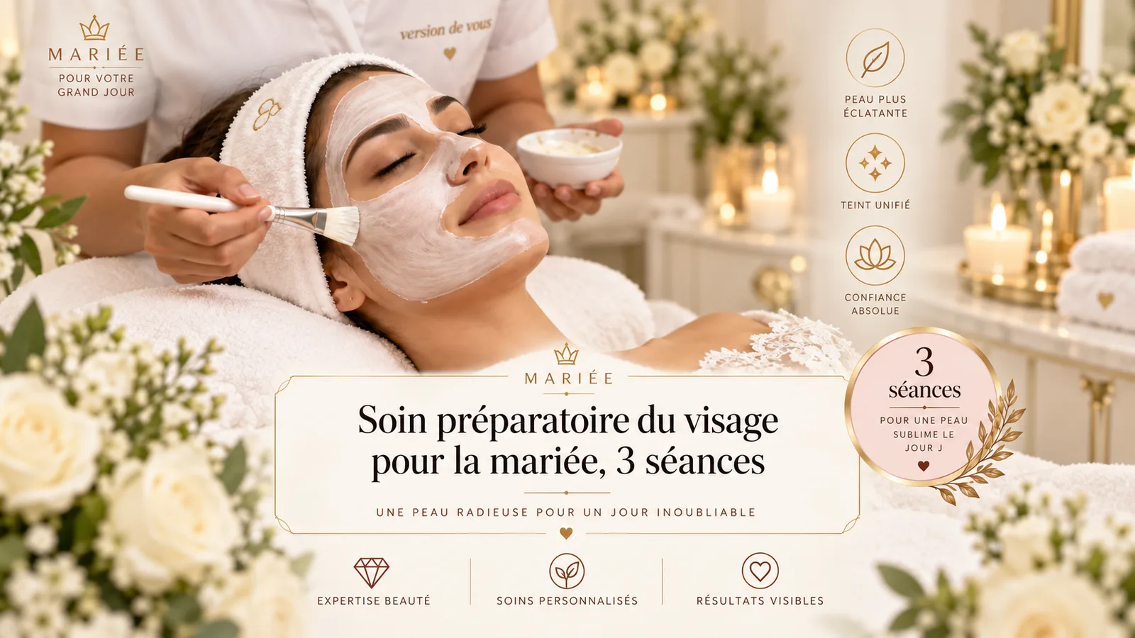 Soin préparatoire du visage pour la mariée, 3 séances